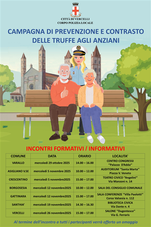 Campagna per la prevenzione e il contrasto delle truffe agli anziani: incontri formativi