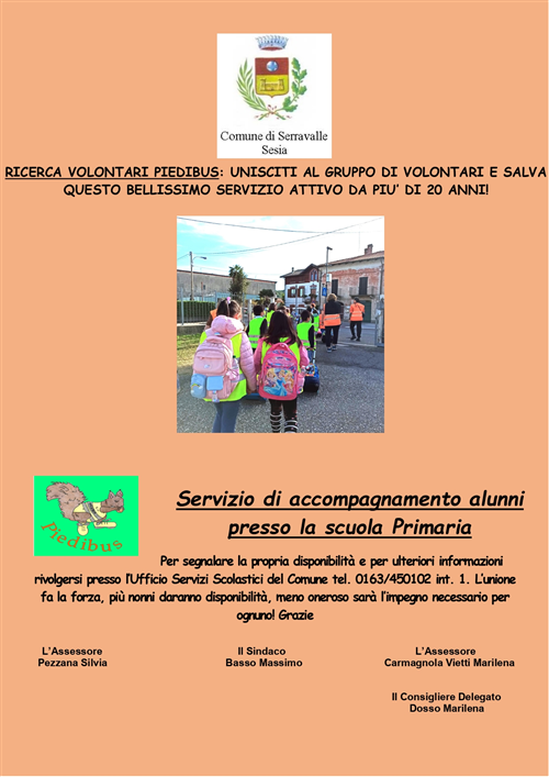 Ricerca Volontari Piedibus