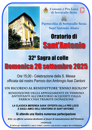 Oratorio di Sant’Antonio – 32^ Sagra al Colle